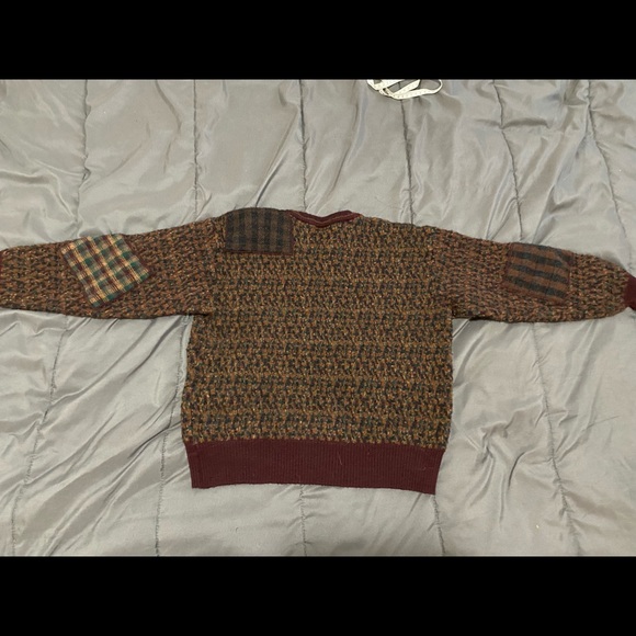 Vintage 80’s Tricots St Raphael Earthy Multi Patchwork Wool Sweater - Picture 7 of 11